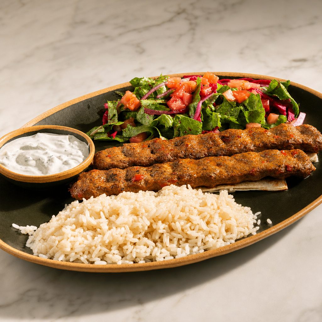 Adana Kebab Platter (Lamb).